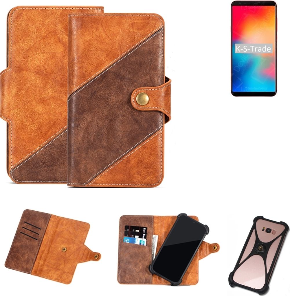 K-S-Trade Handy-Hülle Schutz-Hülle Bookstyle Case Wallet-Case kompatibel mit Vernee Apollo 2 Handy Cover Bumper Kantenschutz Smartphone dunkelbraun