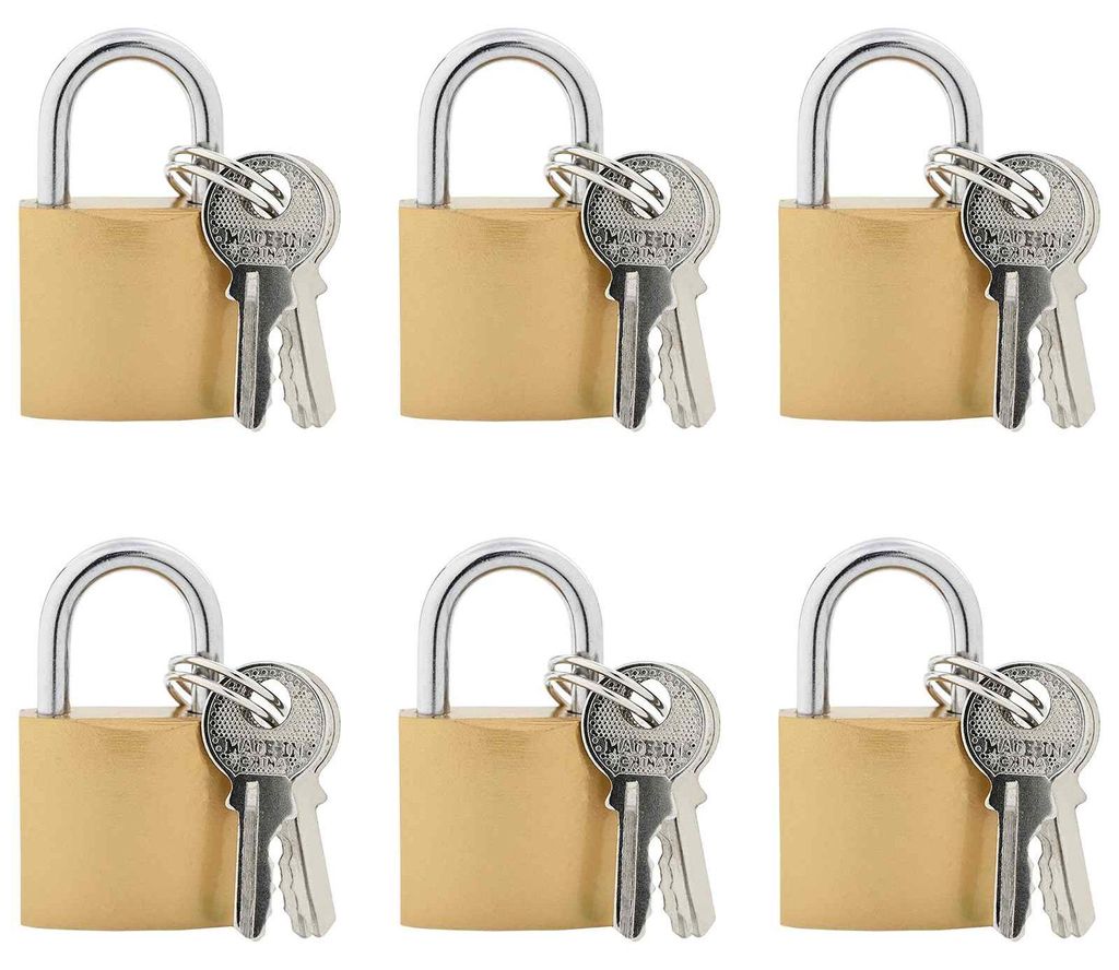 U Schloss mit Schlüsseln 6 pcs Messing Eisen