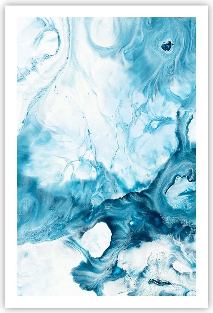 Poster - Poster ohne Rahmen - Abstraktion Flüssigkeit hellblau - 61x91,5 cm - Wand Bild - Wanddeko - Wandbilder - Kunstposter - Wandposter - Bilde...
