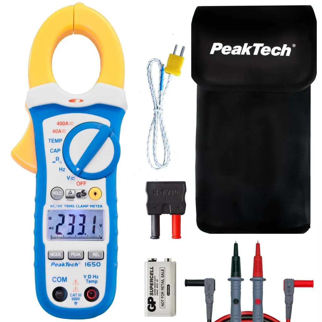 PeakTech P 1650 Pince Ampèremétrique TrueRMS 400A AC/DC avec Multimètre