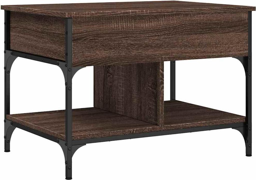 vidaXL Couchtisch Braun Eichen-Optik 70x50x50 cm Holzwerkstoff Metall