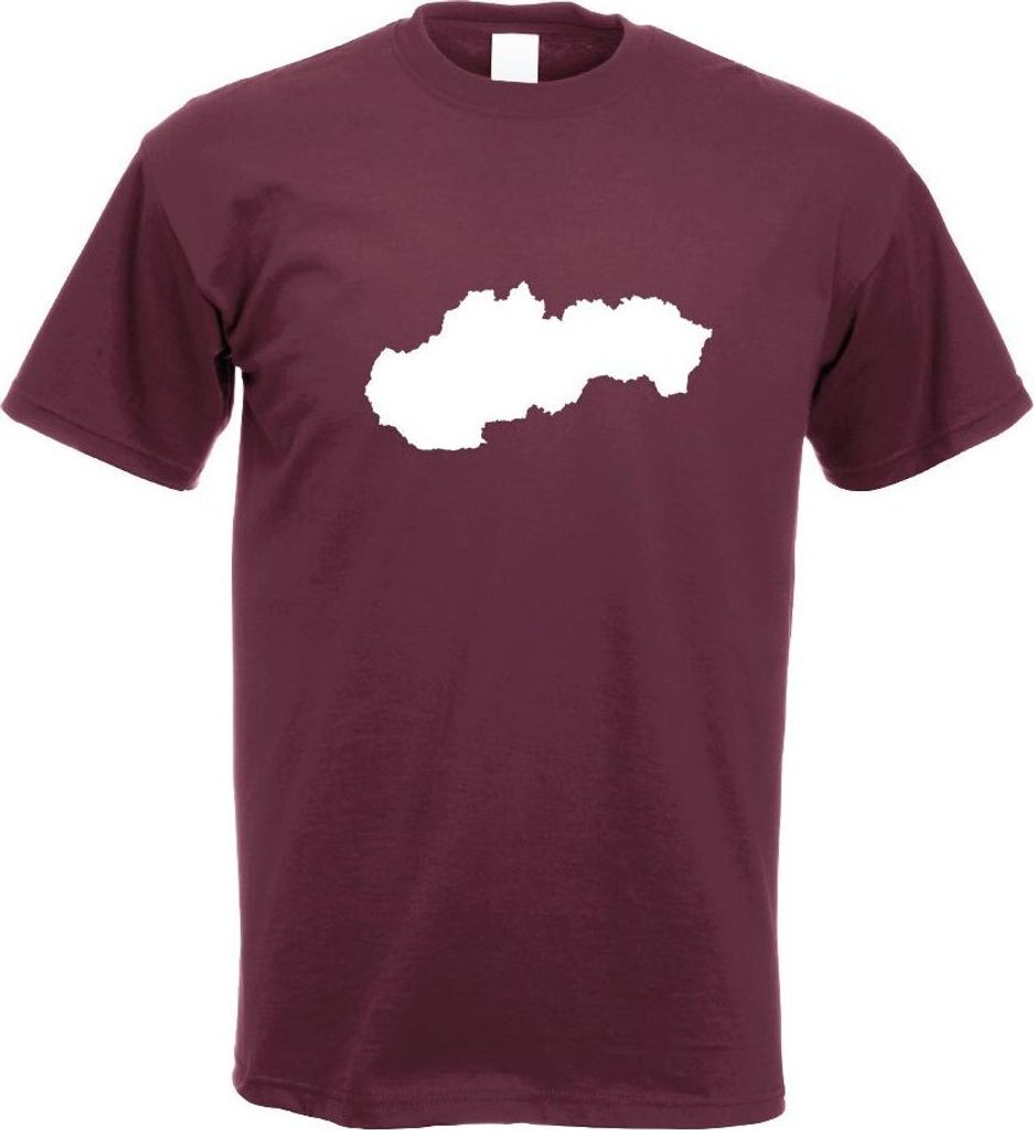 Kiwistar - T-Shirt - Burgund - Slowakei Umriss Kontur Herren Funshirt Bedruckt Design Sprüche Spruch Motive - mit Motiv Bedruckt - Funshirt Design...