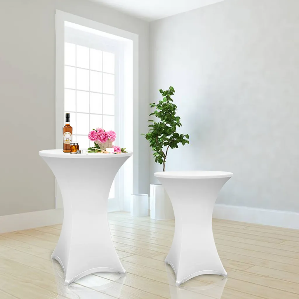 3 Pezzi Bianco Tovaglia Rivestimento Elastico per tavoli 80-85cm