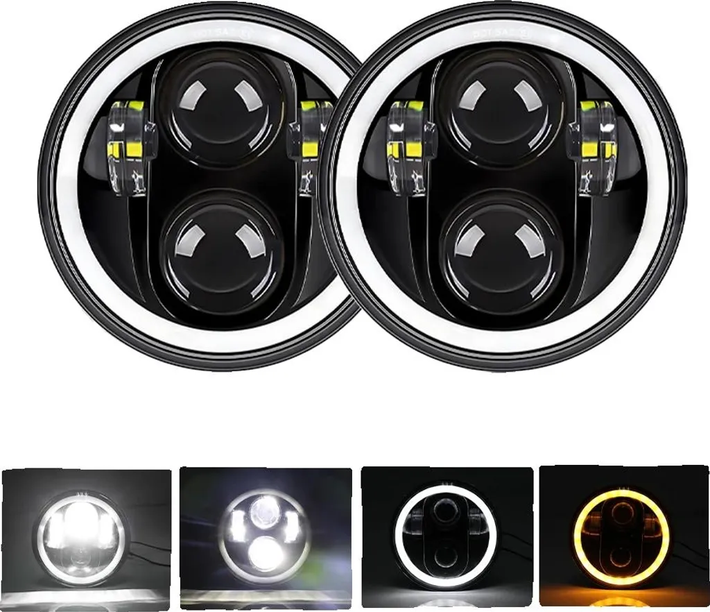 Projecteurs LED Moto 120W Étanche IP67 avec Clignotants Intégrés 2 Pièces