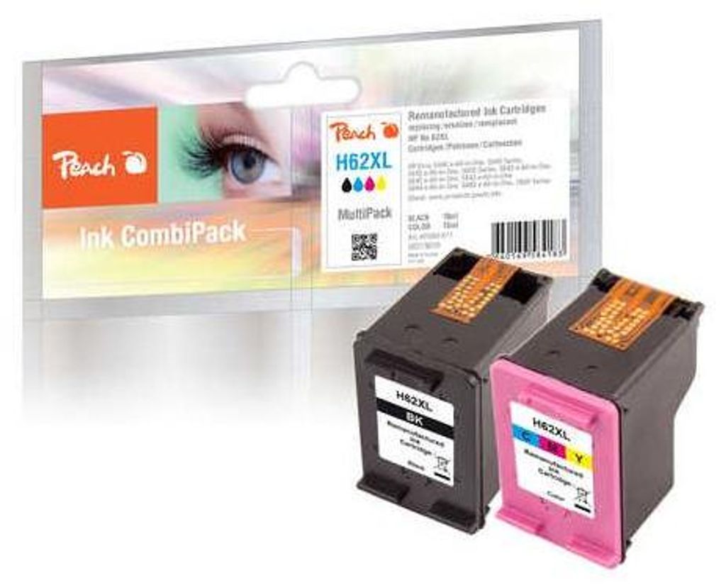 Peach Spar Pack Tintenpatronen kompatibel mit HP No. 62XL, Produktbild 