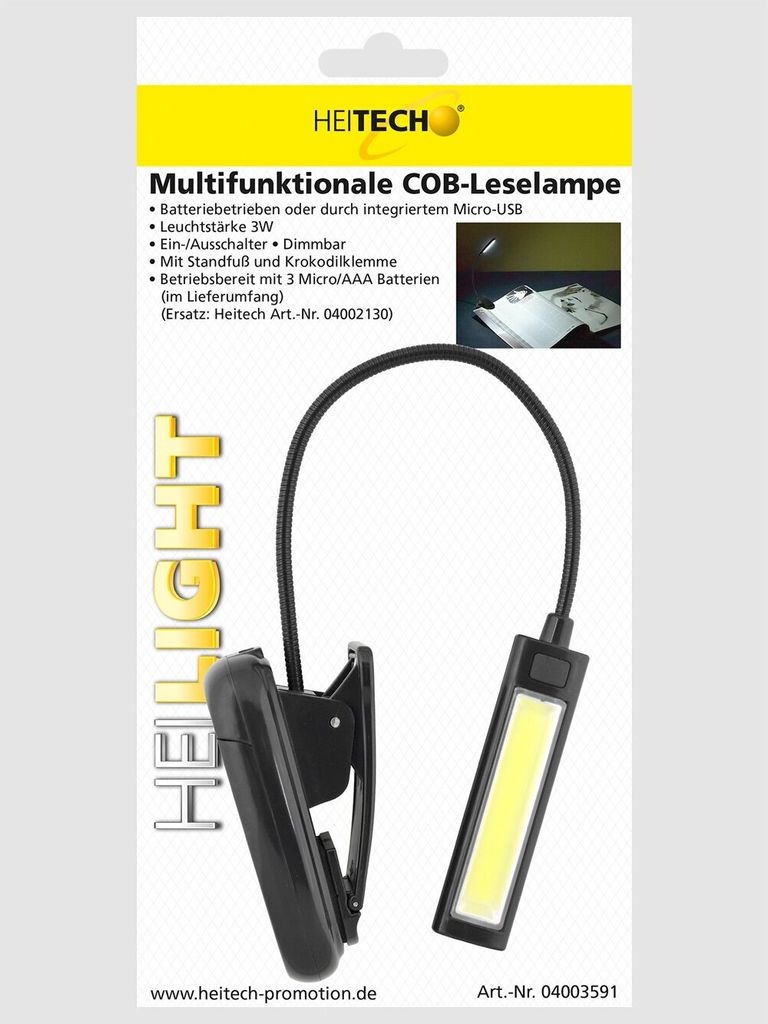 Multifunktionale COB-Leselampe Mit Standfuß und Produktbild 
