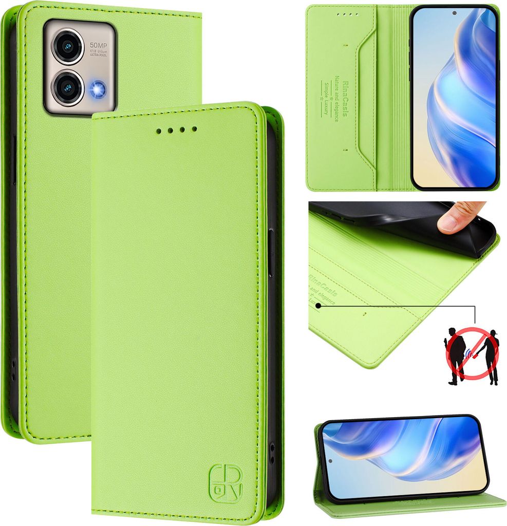 Lederhülle für Motorola Moto G Stylus 5G (2023) Hülle Flip Brieftasche Kartenfächern Ständer Schutzhülle Grün
