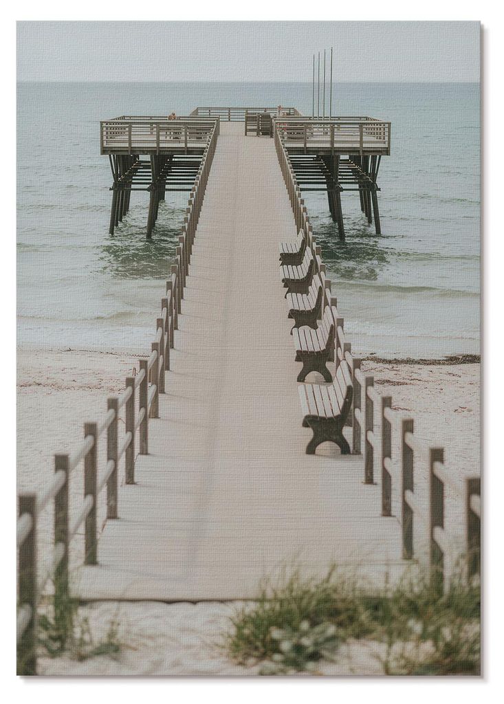 POSTER - 42x59 cm (A2) - Obel Z. - Ein minimalistischer Pier, der direkt ins Meer ragt - Wandbild für Wohnzimmer Schlafzimmer & Flur, Modernes Pos...