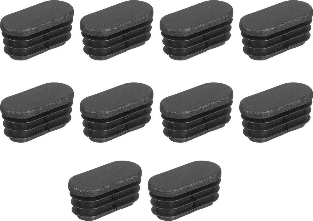 Stuhl Tisch Möbel Bein Kappe Endkappe Rohr Einsatz Schutz Oval Kunststoff 20mm x 40mm Schwarz 10Pcs