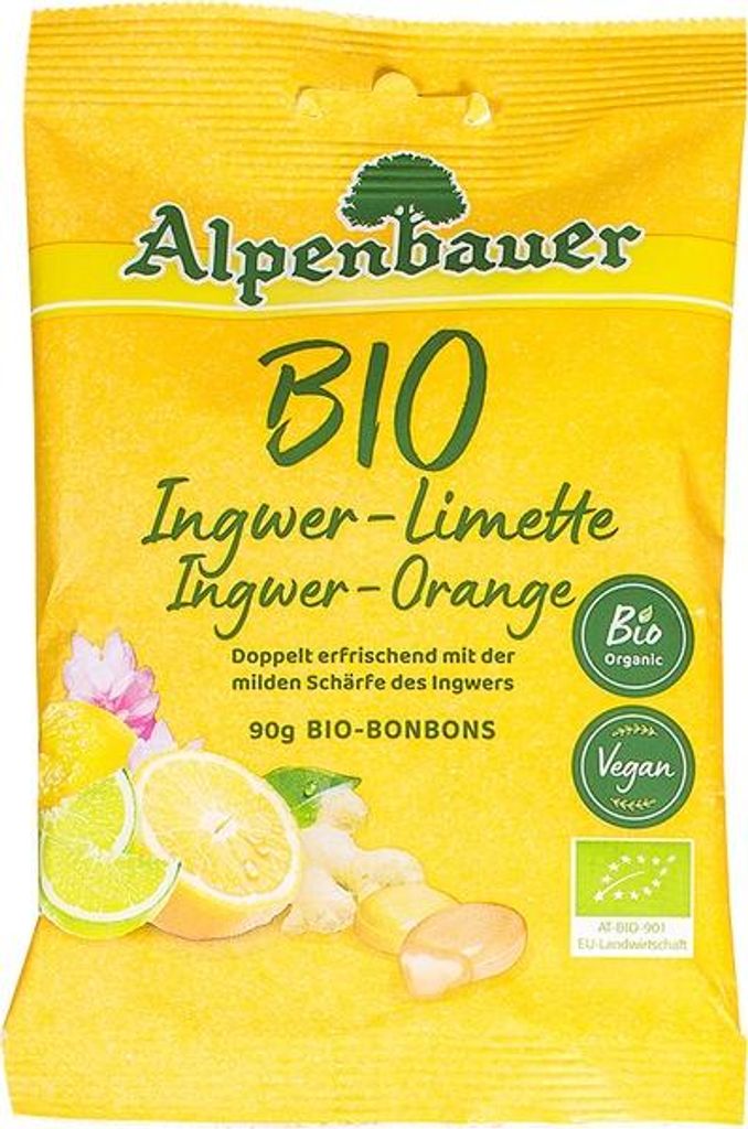 Alpenbauer Bonbons Gember-Sinaasappel (90 gr) Productafbeelding 