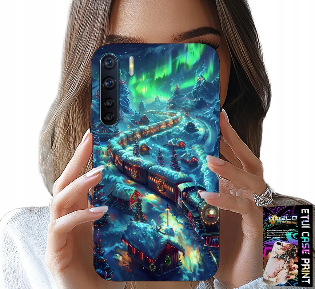 Custodia Vetro per Oppo A91 - Edizione Natale Treno - Antishock 9H