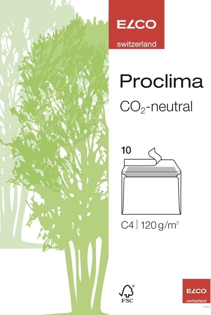 Briefumschläge Proclima Box C4 weiß Recycling Haftklebung Papier 120 g/qm VE=10x10 Stück