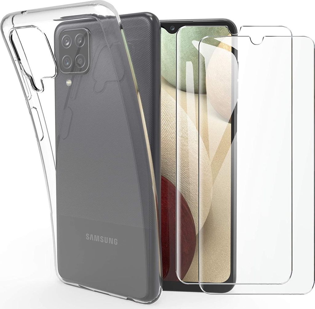 Custodia per Samsung Galaxy A12 con 2 protezioni in vetro Immagine del prodotto 