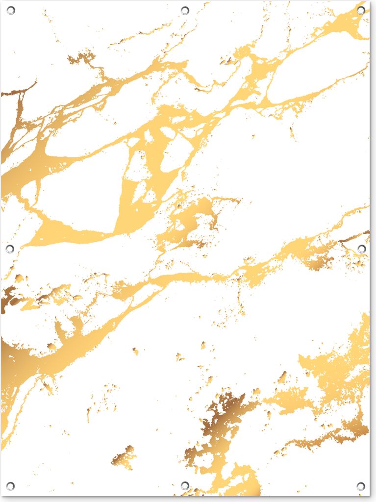 MuchoWow 90x120 cm Outdoor-Poster Gartendeko Sichtschutz Garten Poster für den Garten Marmor - Weiß - Gold - Luxus
