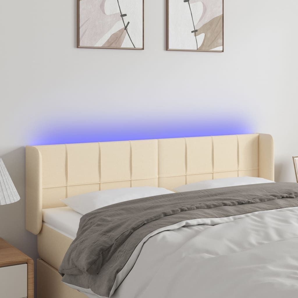 Praktischen LED Kopfteil Creme 147x16x78/88 cm Stoff - Kopfteile ,design Möbel 5167801 3parcel