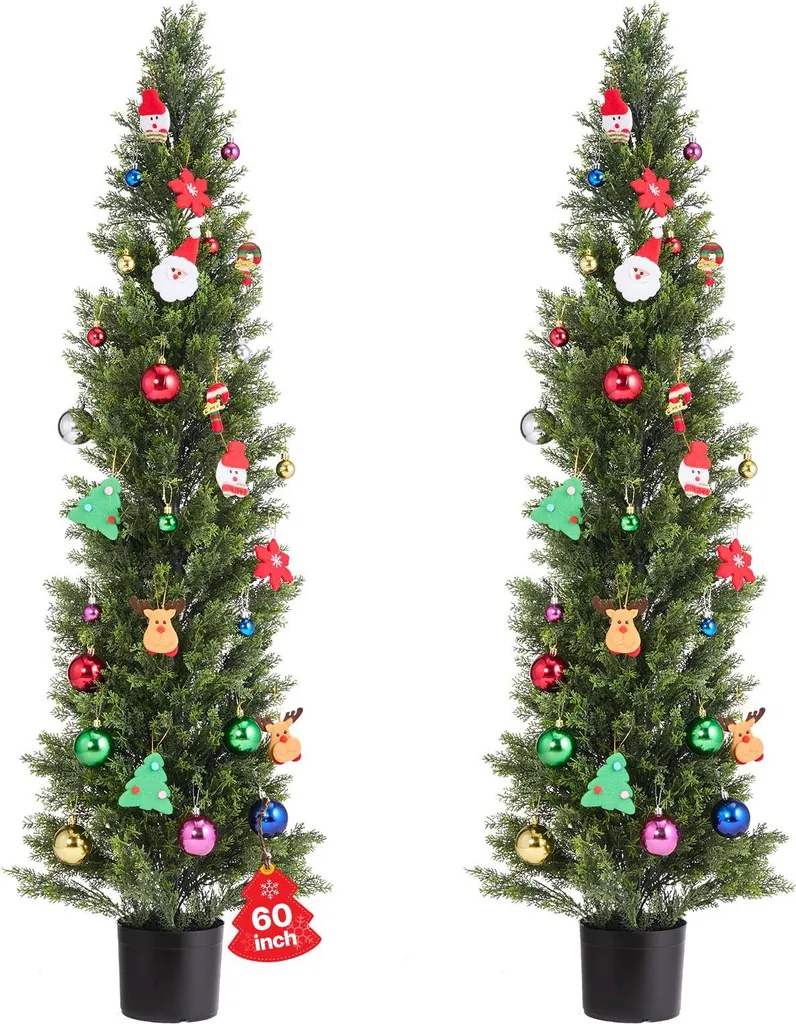 Arbres Artificiels Cèdres de 152 cm Lot de 2 pour Déco de Jardin
