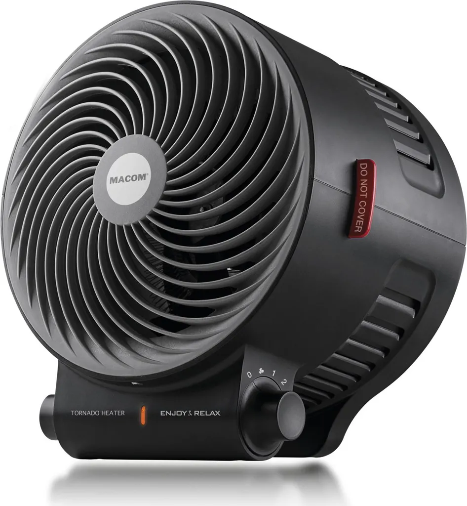 Macom Tornado 938 Riscaldatore Elettrico 2000W Nero per Interni con Termostato