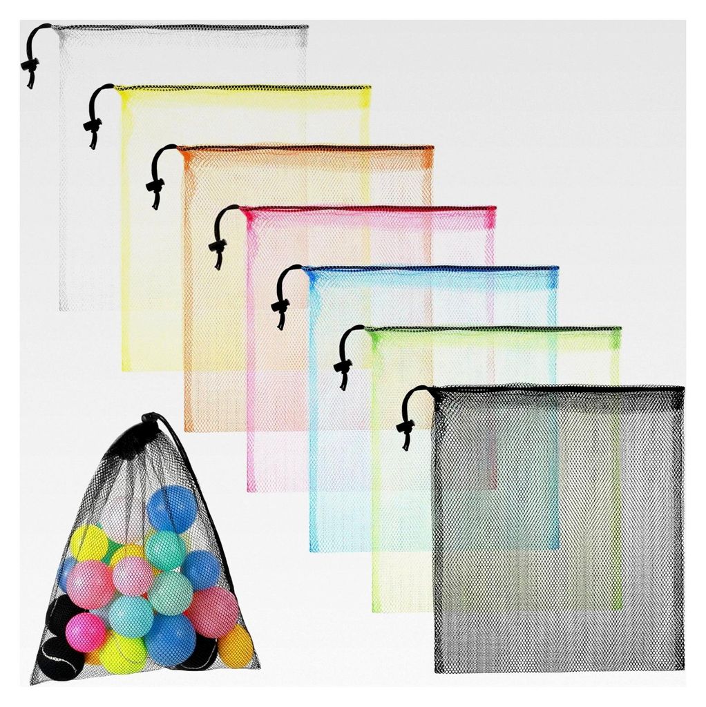 7 Stück Netztaschen Klein, Golfball- und Fußball-Netzbeutel, Leicht zu Tragen, Obstnetz für Einkäufe, Sandspielzeug für Strand, Fitnessstudio,...
