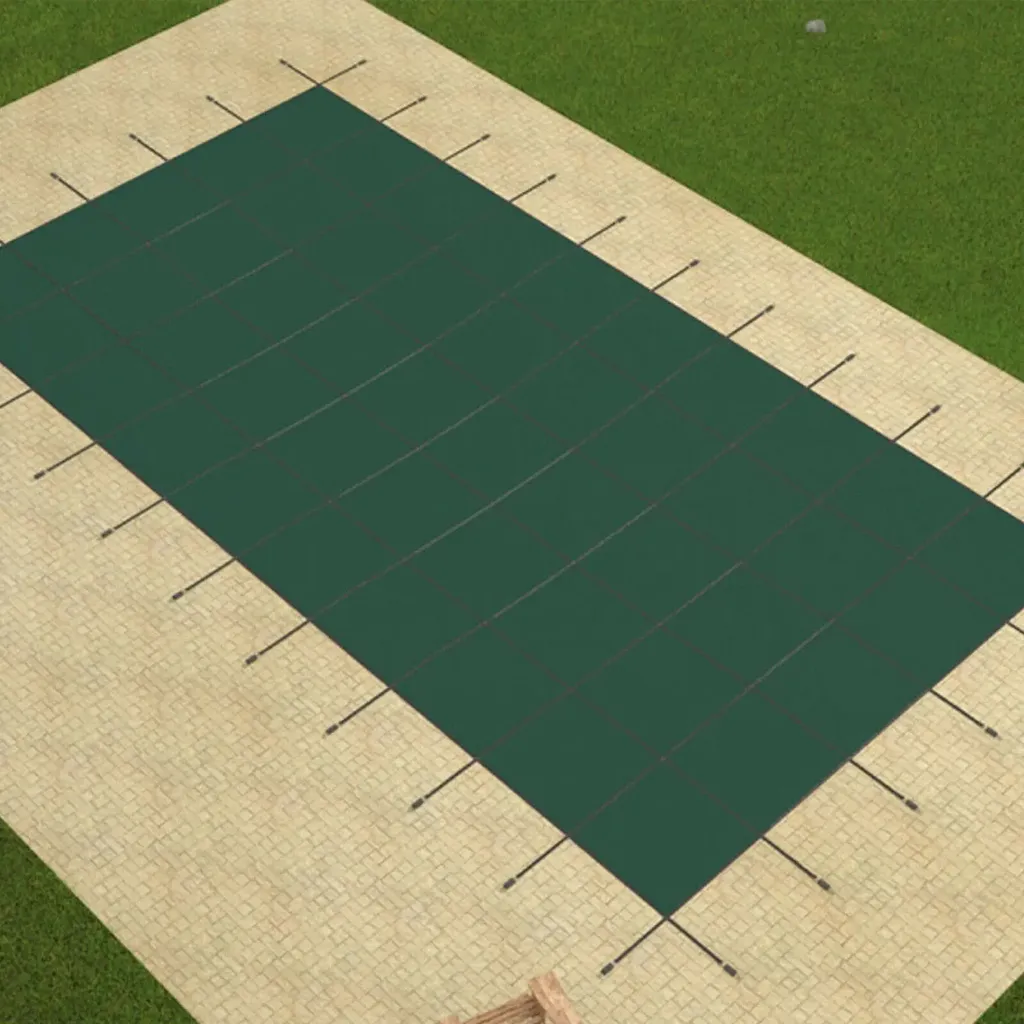 Bâche de Sécurité Piscine Vert 14x26ft - Matériau Durable en Maille