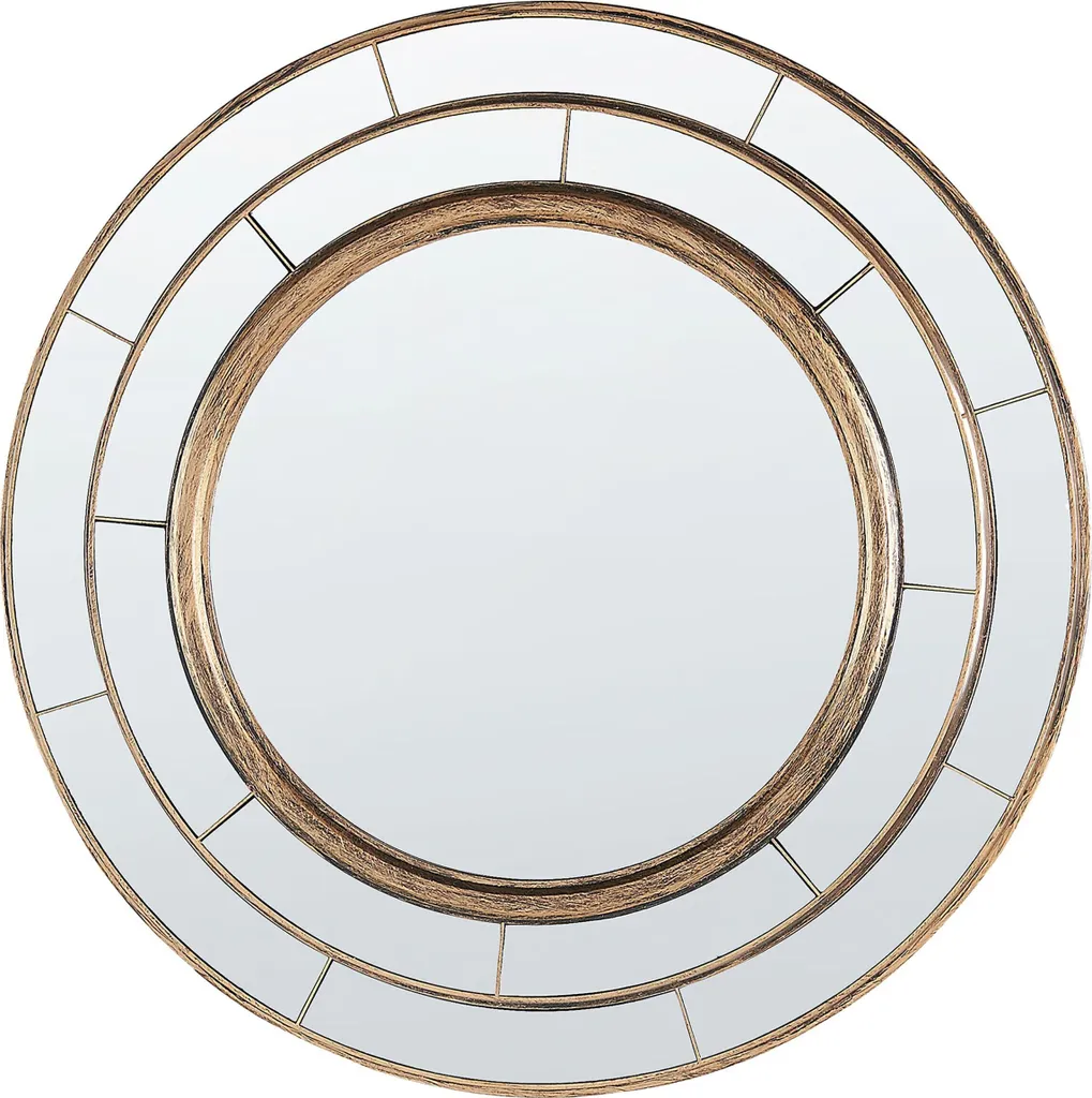Petit Miroir Mural Rond Doré 40 cm pour Agrandir une Pièce de Vie Chic