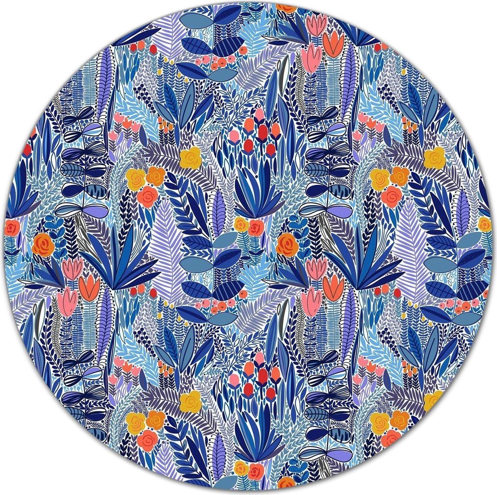 Glas Schneidebrett Herdabdeckplatten Schneideplatten Rund - 40 cm - Blaue Wildblume
