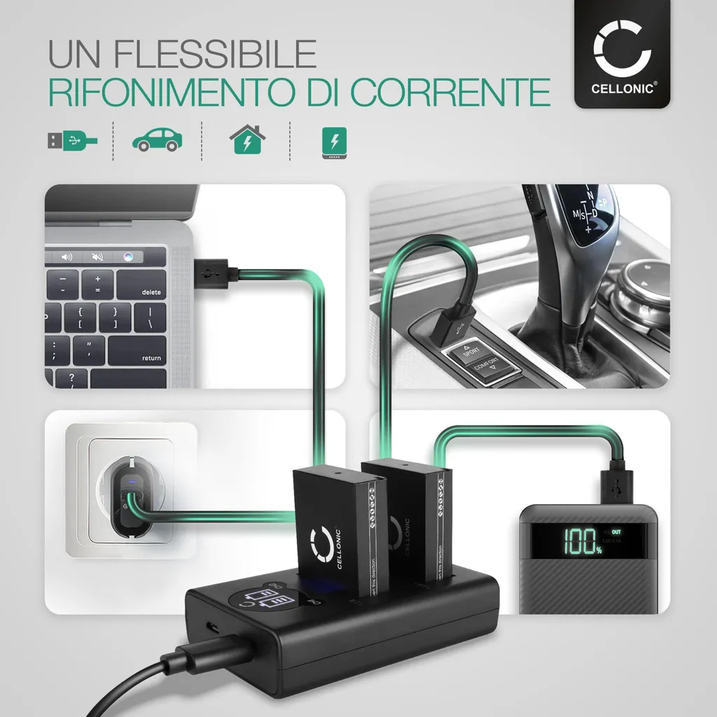 Caricabatterie Doppio CELLONIC LP-E12 | Per Canon EOS 100D e M50 - 3