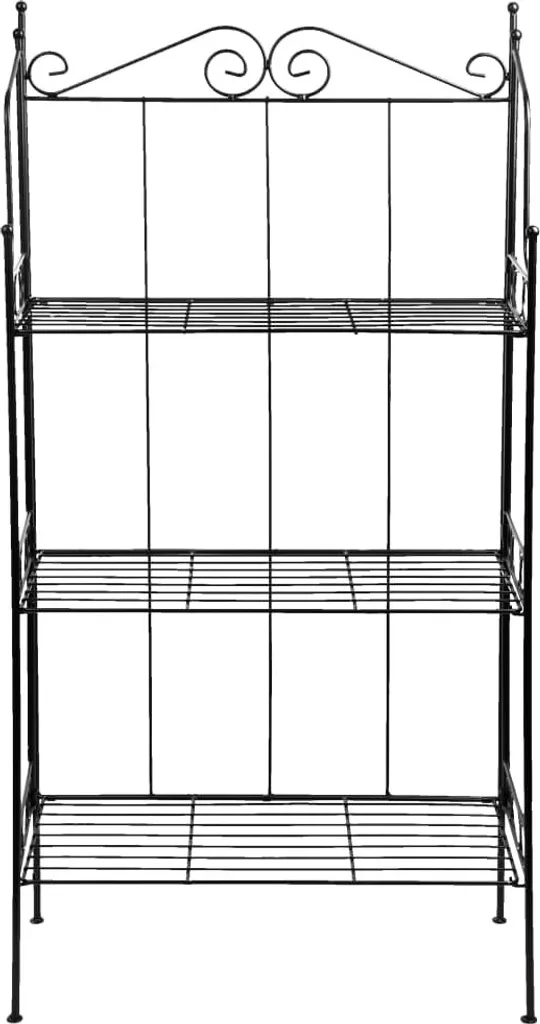 Étagère de Jardin Murale en Métal Noir avec 3 Plateaux d'Exposition 110cm