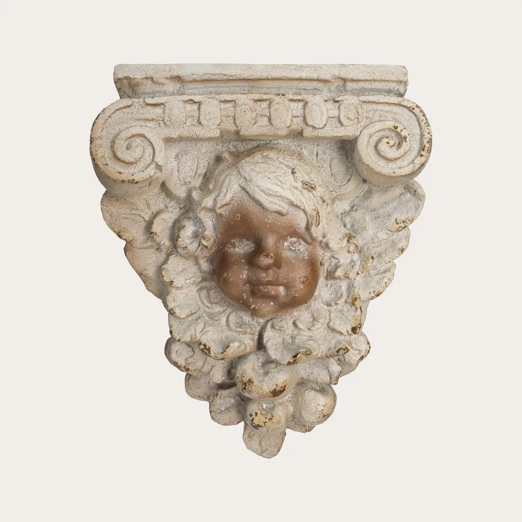 KEYHOMESTORE Étagère Putto en Résine avec Chapiteau Décoratif H40 cm