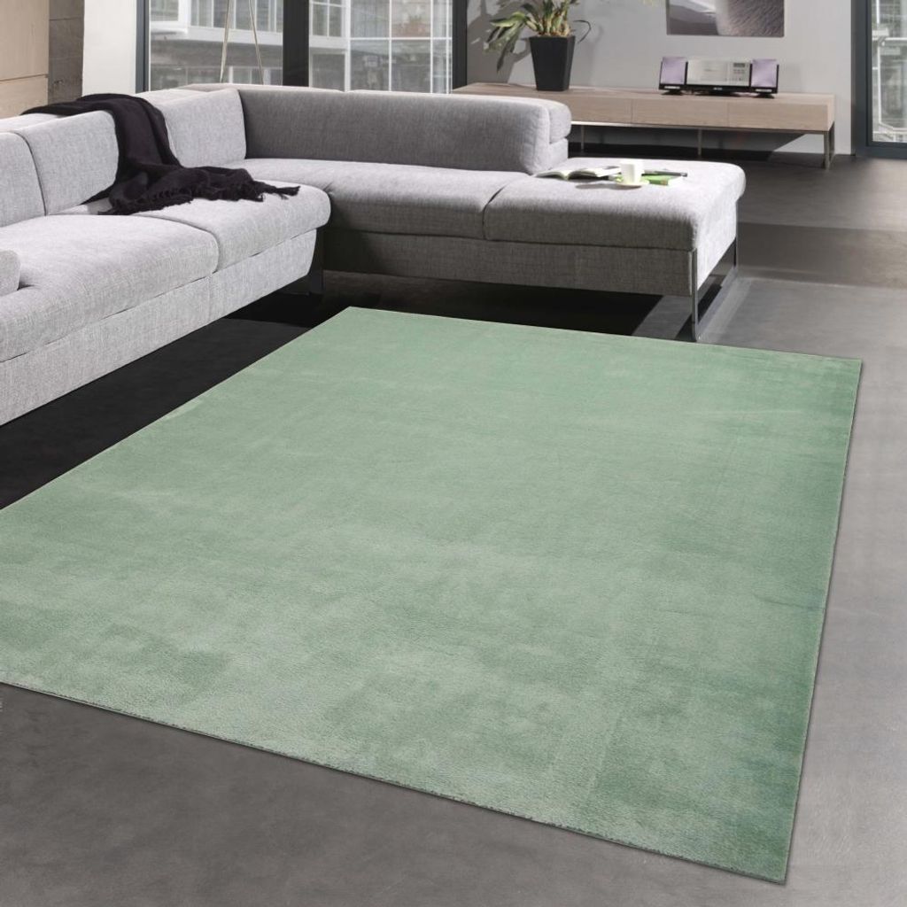 Wohnzimmer Shaggy Teppich mit weichem Hochflor in grün Größe - 200 cm Rund