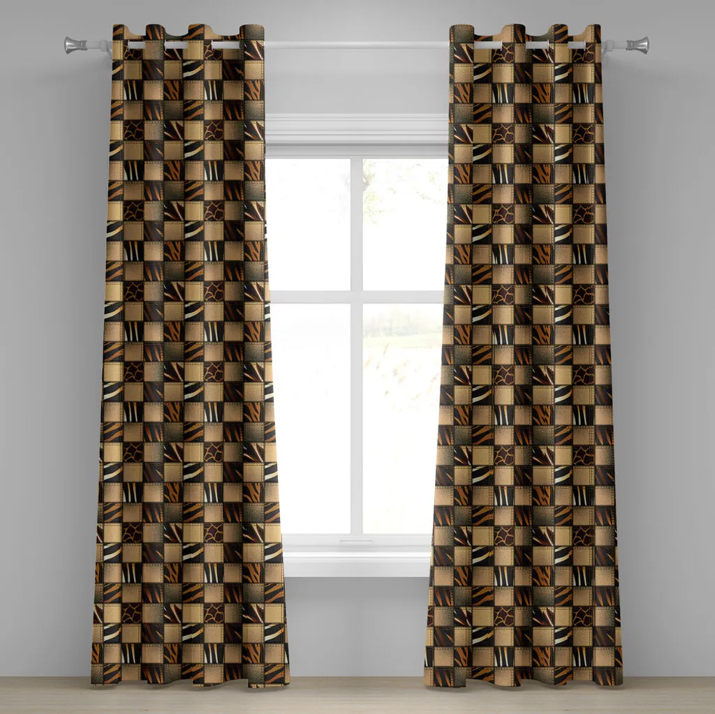 Paire de rideaux décoratifs style Safari Patchwork en Jean 280x245cm