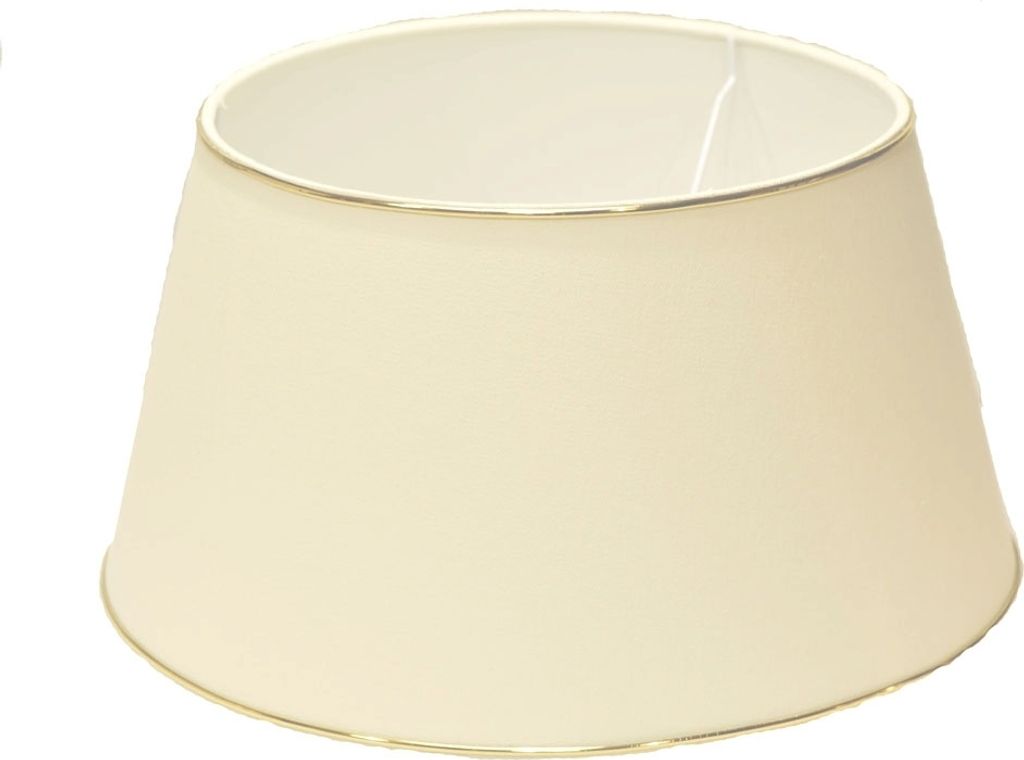 Lampenschirm für Tischleuchte in Rund Leinen Weiß mit Goldprofil 20-15-13cm