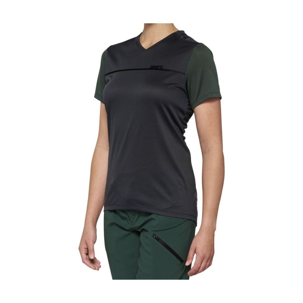 100% Ridecamp Damen Radtrikot Gr.SM Charcoal/Forest Green