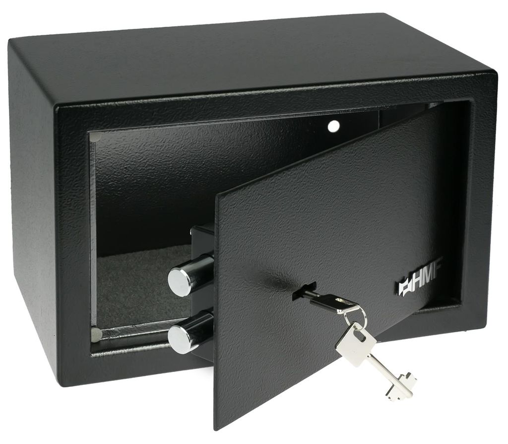 Möbeltresor mit einem Doppelbartschloss von HMF mit 31 cm Breite in Schwarz