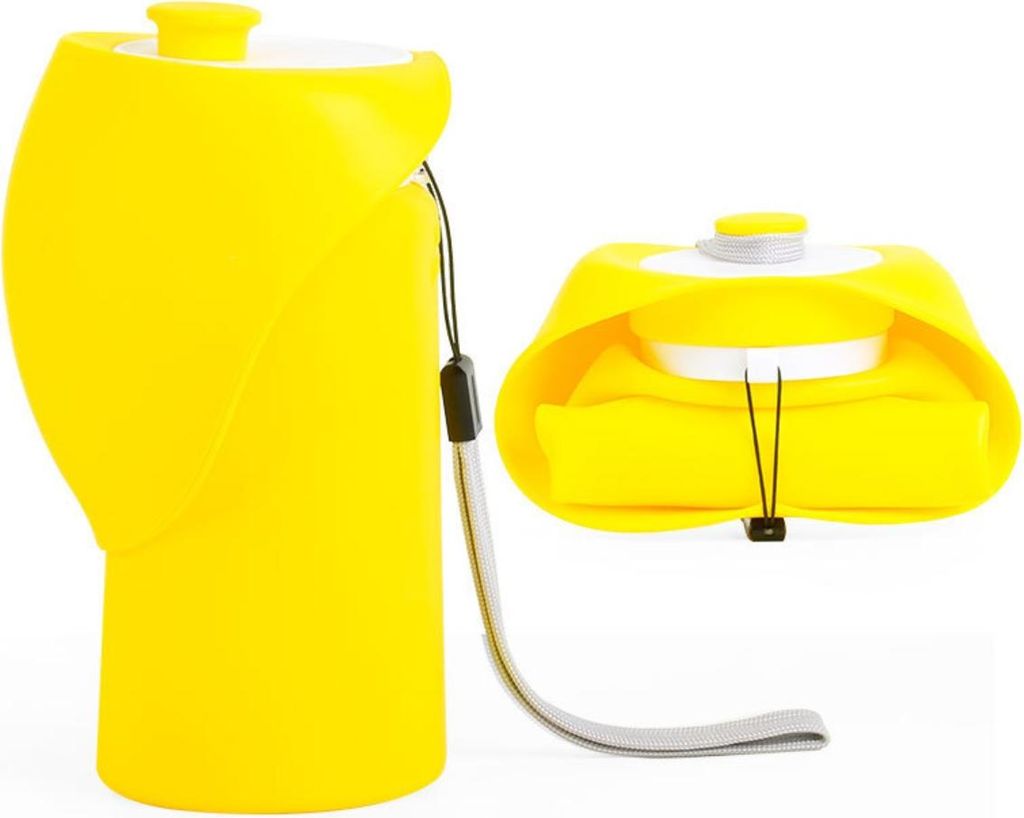 INF 550ml Faltbare Haustier Wasserflasche - Tragbare & Auslaufsichere Trinkflasche Gelb