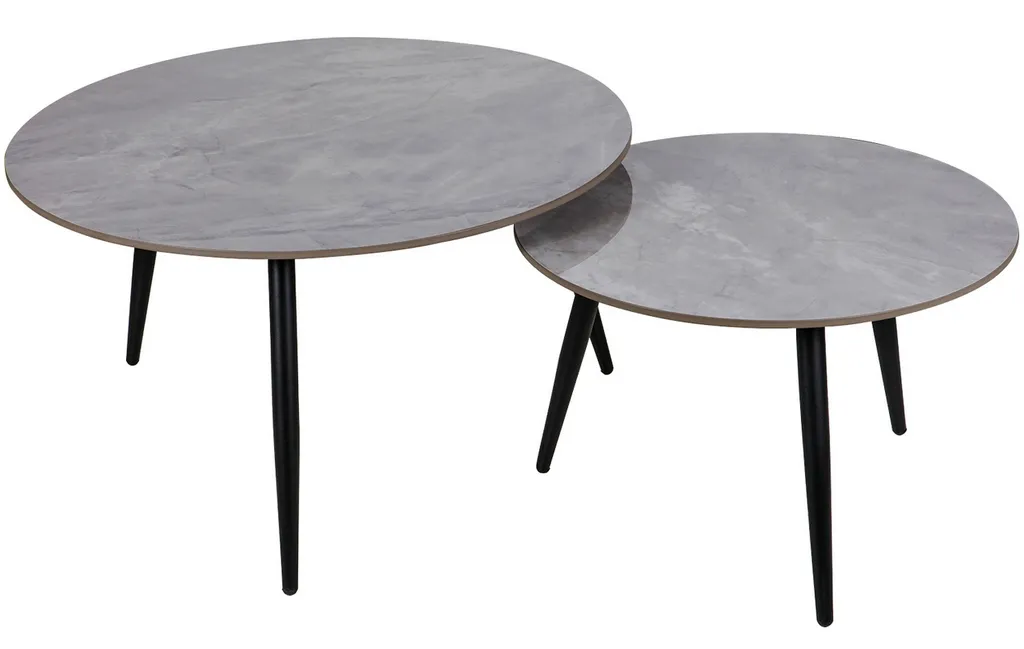 Ensemble de tables basses HARDI 3 gris et noir mat pour votre salon