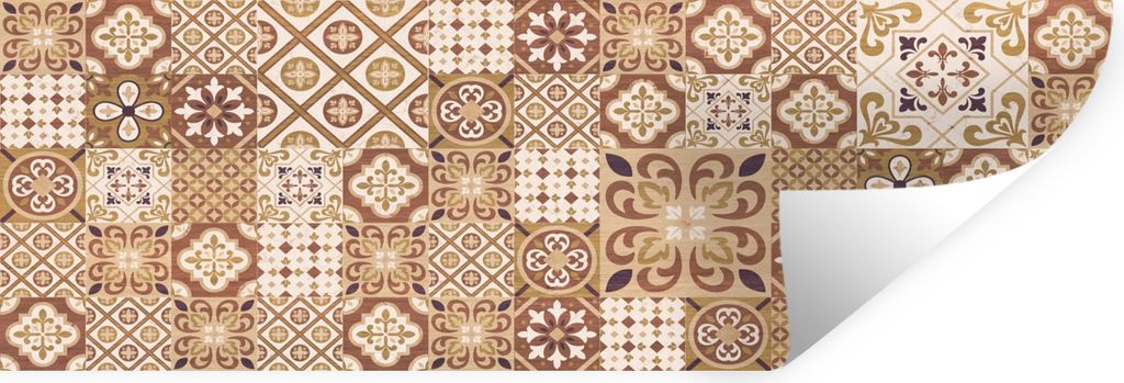 MuchoWow Wandtattoo Wandsticker Wandaufkleber Blumen - Figuren - Vintage - Braun - Design 120x40 cm Selbstklebend und Repositionierbar - Repositi...