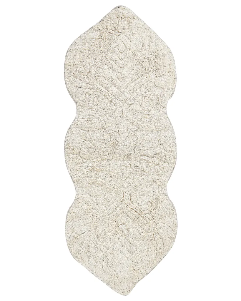 Tapis de bain beige 150x60 cm idéal pour double vasque et grande douche