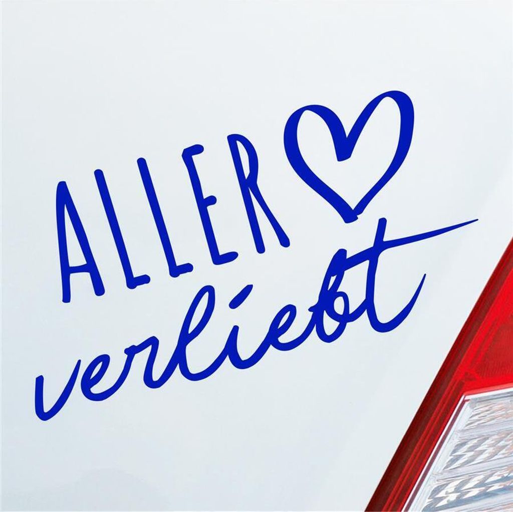 Auto Aufkleber Aller verliebt Herz Fluss Wasser Water Liebe Car 19x10 cm Dunkelblau Sticker Heckscheibenaufkleber