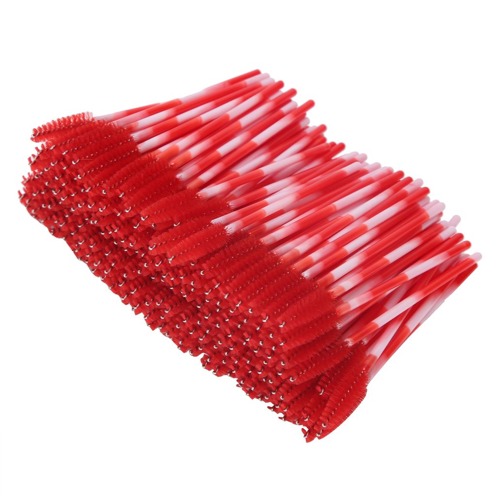 200pcs Mascara Wands Applikator Einweg Augenbrauenpinsel Set Wimpernverlängerung Kosmetikwerkzeug (leuchtend rot)