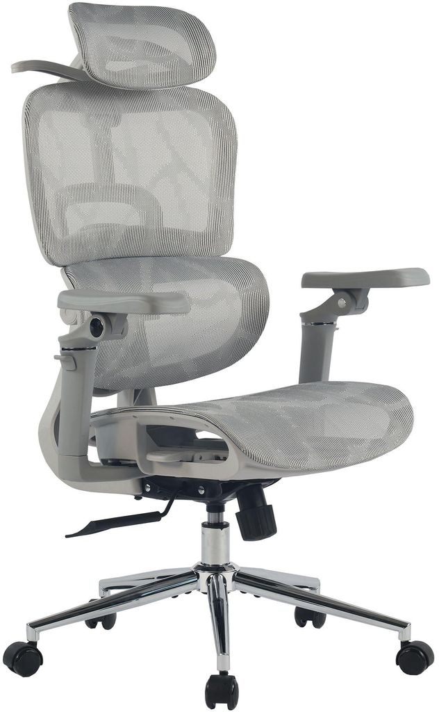 CLP Bürostuhl Jenson ergonomisch höhenverstellbar Lordosenstütze bis 135° neigbar grau