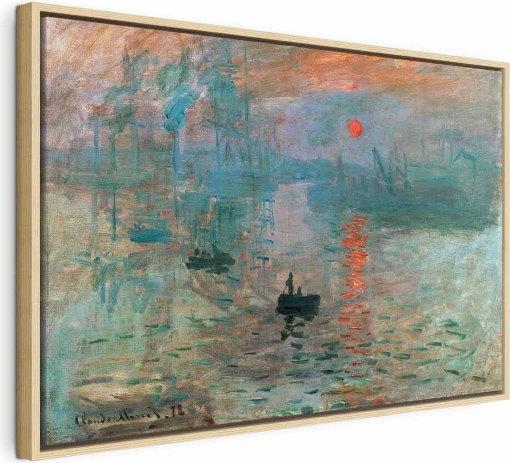 Italienischer Leinwand Leinwandbild - Impression, Sunrise - Claude Monet’s Painted Landscape of the Port 120x80 cm Reproduktionen l-G-10036-b-a
