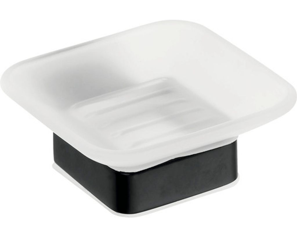 Quadratische Seifenschale NERO aus schwarzem Messing und Glas 10,3 x4,2 x11,7 cm BEMETA