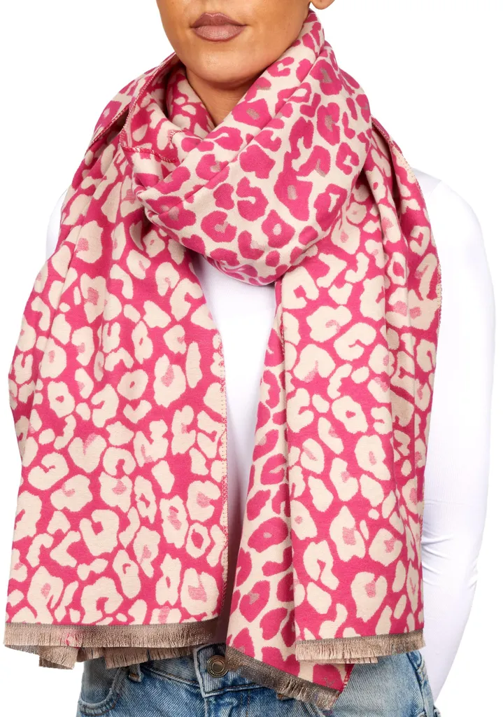 Sciarpa Donna Leo Brubaker 70x200 cm | Look Leopardato Rosa Inverno
