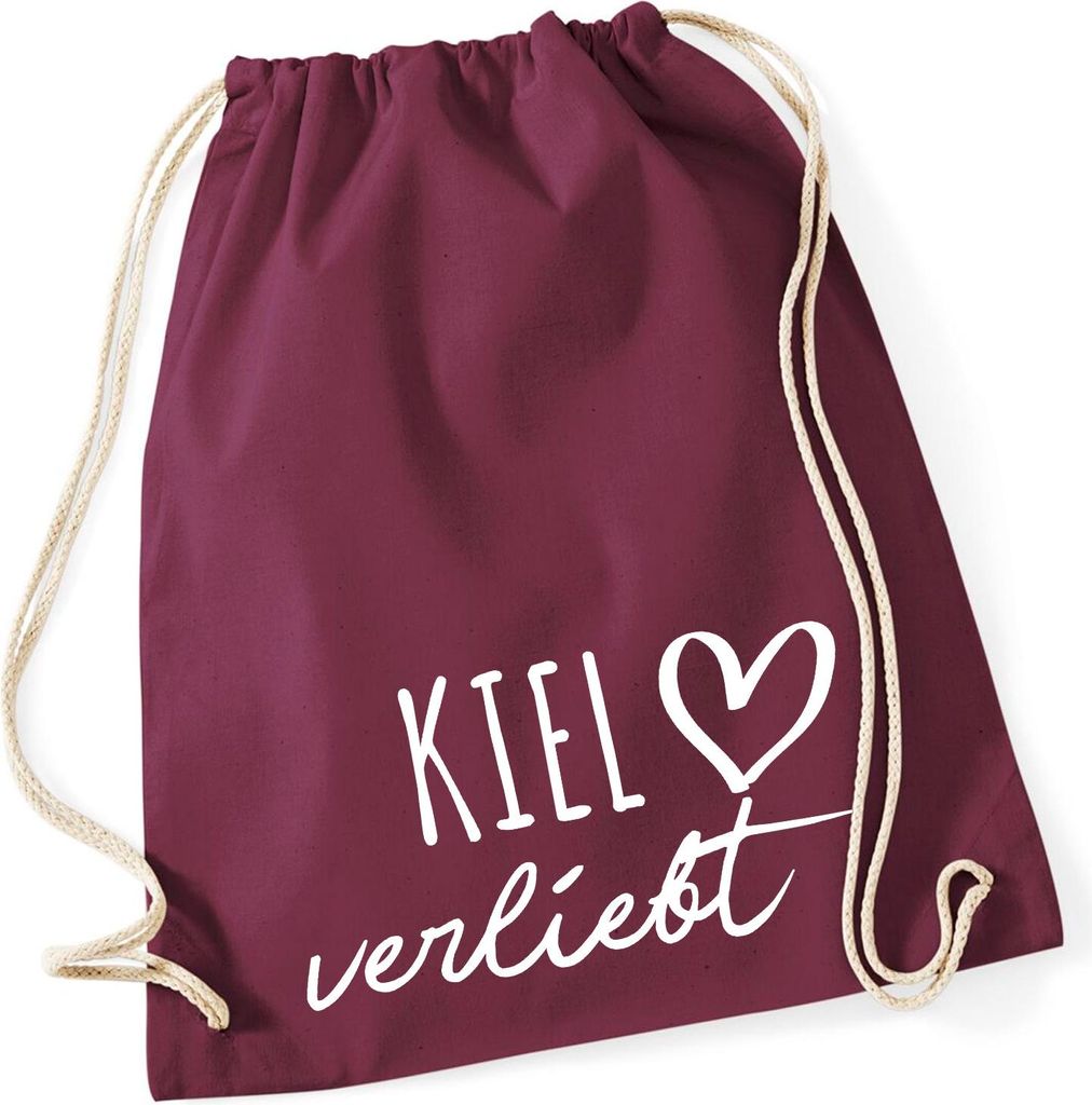 Huuraa Turnbeutel Kiel verliebt 12 Liter Burgundy Baumwolle Rucksack Geschenkidee