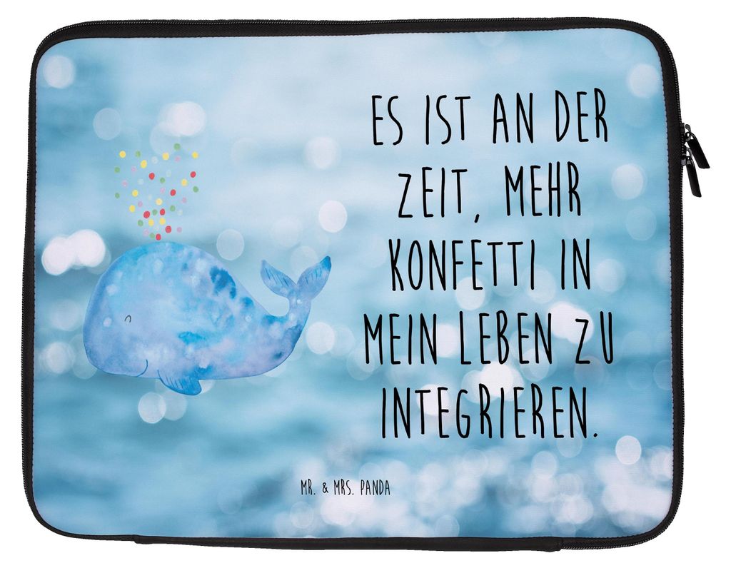 Mr. & Mrs. Panda Laptop Tasche Wal Konfetti 33 x 42 cm - Oceanblue - Geschenk, Geburtstag, Laptoptasche, Hülle, Meer, Sleeve, Wale, Trennung, Neus...