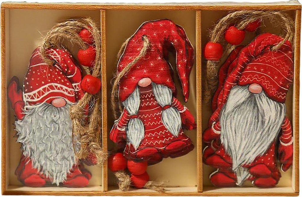 9Pcs Holz Weihnachtsbaum Hängende Nachbildungationen Handgemachte Elf Gnome Puppe Ornamente Weihnachten Baum Hause Urlaub Nachbildung