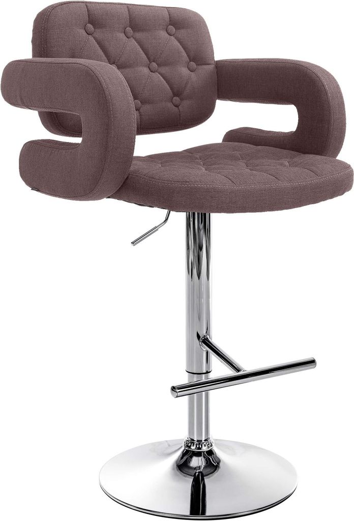 CLP Barhocker Dublin Stoff höhenverstellbar und drehbar braun Gestell Farbe chrom