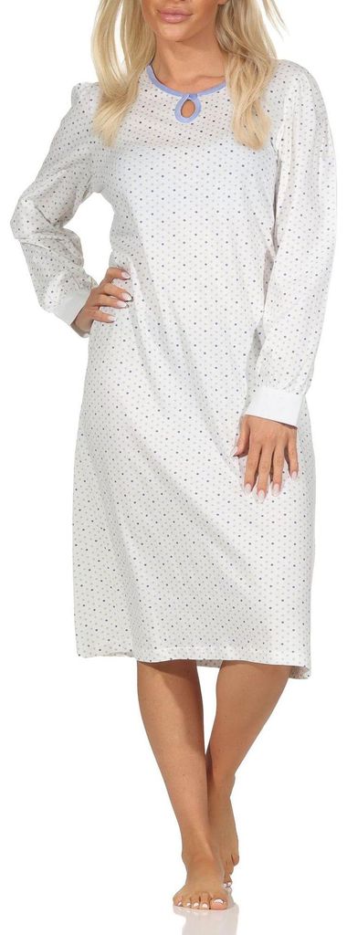 Normann Damen langarm Nachthemd im klassisch eleganten Design ; blau , 44
