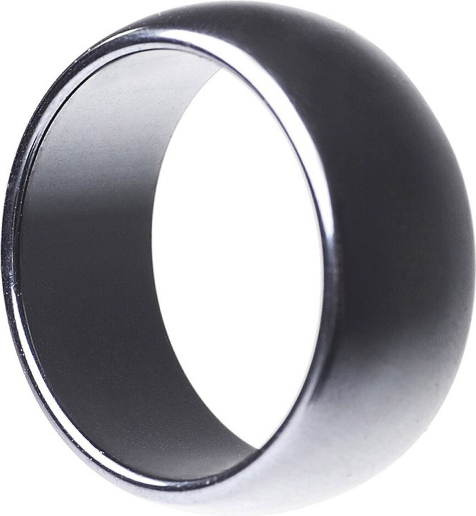 Breiter Ring aus echtem Hämatit glatt grau rund uni Steinring Fingerring