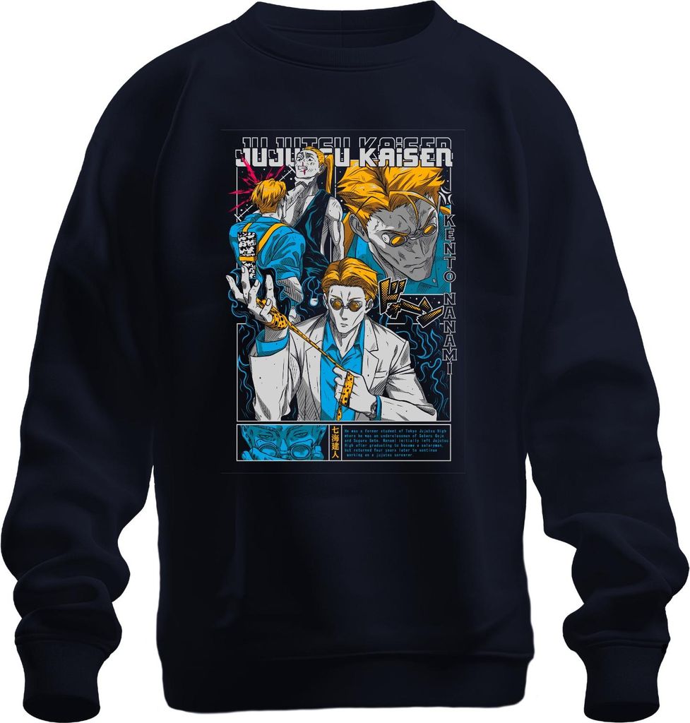Jujutsu Kaisen Kento Nanami Anzug Brille Anime Manga Geschenk Uni Sweatshirt Pullover, Navy, S